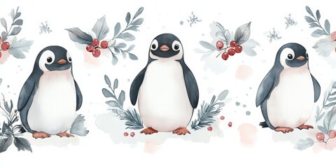 Obraz premium Cute Penguin Pattern Illustration