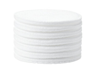 Obraz premium A stack of round cotton pads used for skincare or makeup removal.