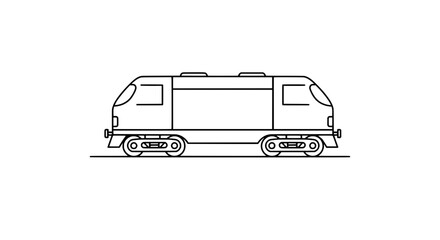Diesel Locomotive Illustration: A minimalist illustration of a diesel locomotive, featuring a sleek design and clear outlines. The locomotive is shown in profile.