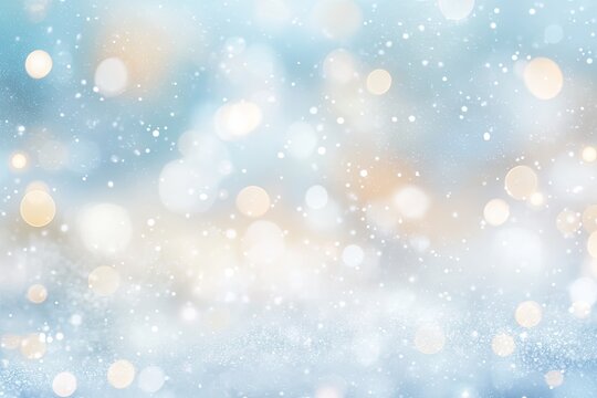 Winter bokeh lights. Soft,  glowing lights create a festive winter scene