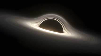 of a black hole with swirling accretion disk and light bending around it