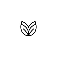 Abstract Leaf Logo: A minimalist line art design depicting an abstract leaf, symbolizing nature, growth, and eco-friendliness.