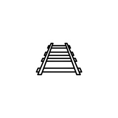 Railroad Track Icon: Simple, clean illustration depicts train tracks, a fundamental element of travel and transportation, conveying a sense of journey, movement, and progress.