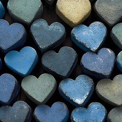 Obraz premium Romantic Blue and Green Stone Hearts Background