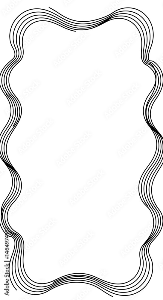 Fototapete Abstract Wavy Border: A sophisticated monochrome frame, crafted with elegantly curving lines, provides an artistic border for any creative project, adding a touch of class and making visual appeal.
