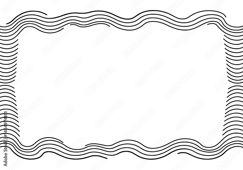 Fototapete Frame with Wavy Lines: Minimalist and modern rectangular frame with a textured border of wavy lines creating a clean, uncluttered look for versatile design use.