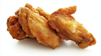 Crispy Fried Chicken Wings on White Background - AI Generated