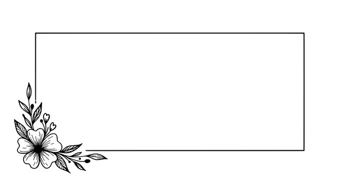 Floral Frame: A minimalist floral design gracefully frames a rectangular space, creating an elegant backdrop for your text or image, perfect for invitations, announcements.