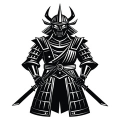 Obraz premium Samurai silhouette flat design on white background