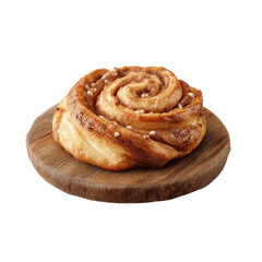 Fototapeta premium Delicious Cinnamon Roll on Rustic Wooden Board