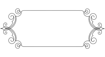 Ornate Frame with Delicate Design: A refined rectangular frame with intricate swirls, curls, and flourishes, a visual ode to timeless artistry and classic aesthetics.
