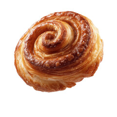 Fototapeta premium Delicious Golden-Brown Pastry Swirl - Close-Up of a Baked Pastry