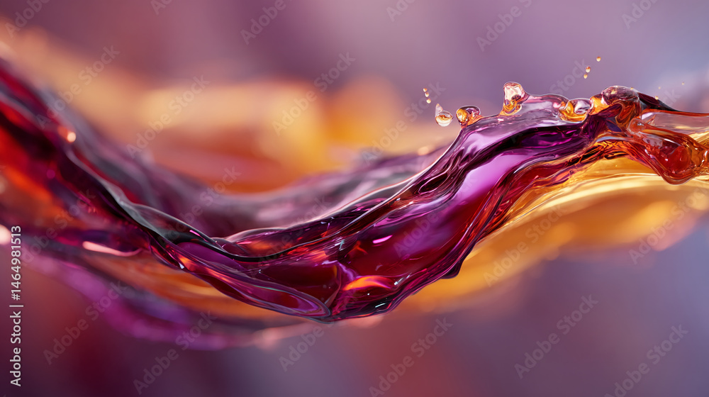 Aufkleber abstract image of flowing purple and amber liquid creating a dynamic wave, showcasing fluidity, eleg