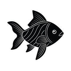 Minimalist black and white illustration of a stylized fish perfect for design projects and educational resources