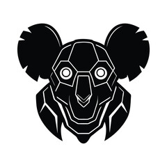 Geometric black and white koala bear head design perfect for logos branding or creative illustrations