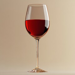 Elegant Red Wine in a Glass: A Still Life Composition showcasing the richness of color, light reflections, and the fine details of glassware against a simple background.