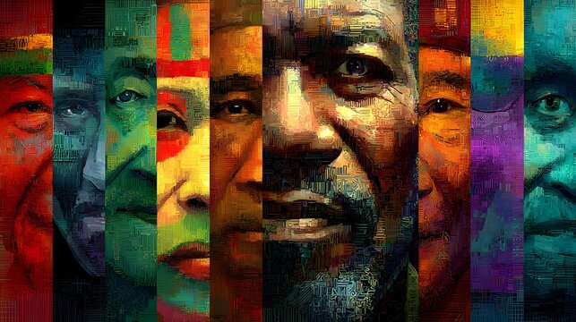 of expressive faces representing global diversity and unity