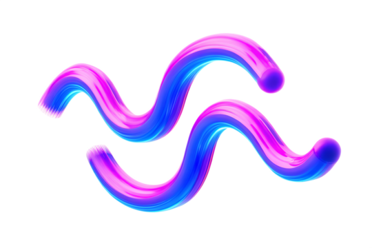 Abstract neon wavy shape isolated on white background PNG