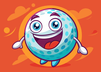 Happy Golf Ball Cartoon Character Mascot Design
