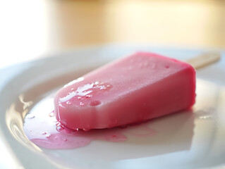 Frosted Elegance: The Alluring Charm of a Pink Popsicle on a Marble Surface