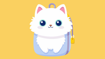 Adorable White Cat Shaped Backpack Design Illustration
