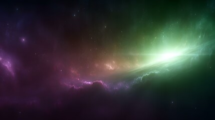 Obraz premium clouds of green, orange, and fuchsia radiating against the cosmic dark