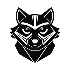 Geometric raccoon head illustration a modern and stylish black and white animal design for logos and branding