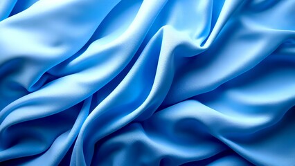 Obraz premium Smooth, flowing blue fabric with elegant folds and soft texture, creating a serene and luxurious appearance.