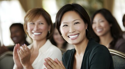 with people clapping and laughing in a multicultural setting
