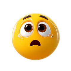 Fototapeta premium Sad 3D Emoji Cartoon Character Crying on Transparent Background