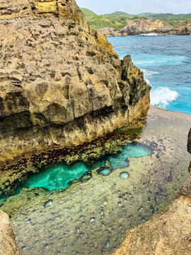 natural pool in the rock near the ocean