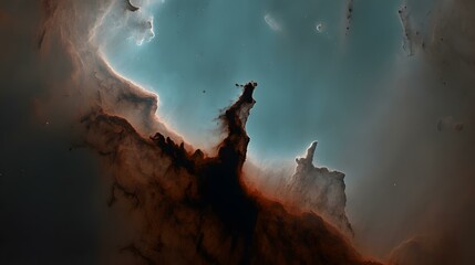 panorama with multicolored gas clouds and glowing celestial lights