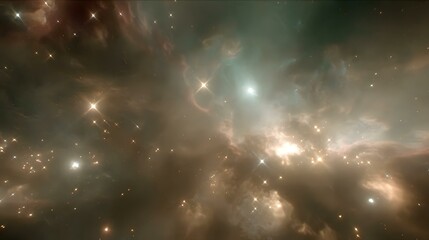 of a multicolored galactic cloud with radiant star clusters and glowing gas formations