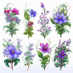 set of flowers