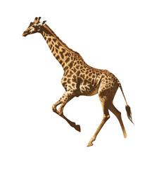 Fototapeta premium Running Giraffe on Black Background