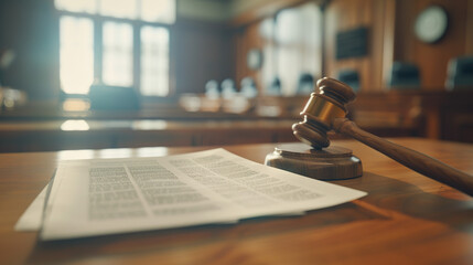 Gavel resting on medical documents symbolizing health-related legal dispute, healthcare law and justice system concept, medical malpractice or insurance claim case.