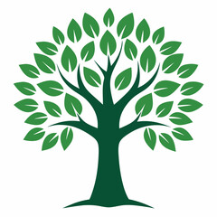 Tree with leaves icon silhouette vector illustration