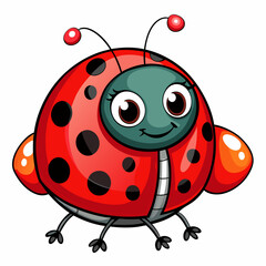 Obraz premium A cute vector illustration of a red ladybug with black spots and tiny legs, isolated on a white background