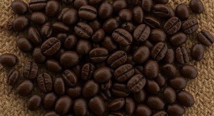 Dark brown coffee beans pile