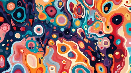 Fototapeta premium Vibrant Organic Abstraction Circles Swirls and Fluid Forms