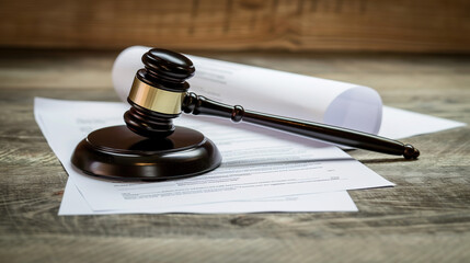 Gavel resting on medical documents symbolizing health-related legal dispute, healthcare law and justice system concept, medical malpractice or insurance claim case.