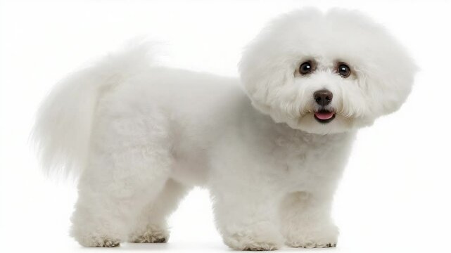 Bichon dog enjoys fresh grooming at a pet salon with fluffy fur and bright demeanor