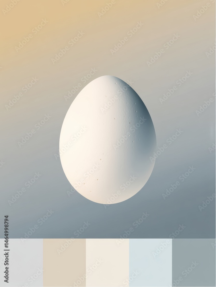 Aufkleber Minimalist Design Featuring a White Egg Silhouette on a Soft Neutral Gradient Background Showcasing Calm and Tranquility Generative AI