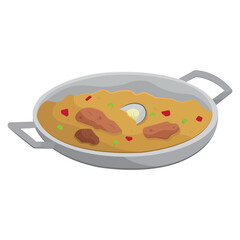 Traditional Spanish paella dish. Vector