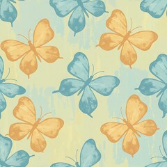 Fototapeta premium Seamless Pattern: Pastel Butterflies on Textured Background