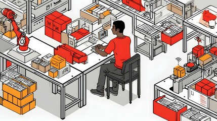 assisting employee in assembling smart devices in a digitally automated workspace