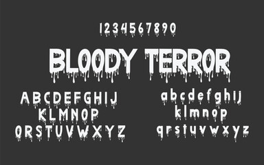 Horror Halloween Dripping Typeface, Dripping Blood Font Alphabet and Numbers Set