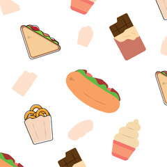 Hotdog and sweets set. Vector
