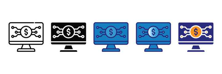 Fintech Icon Set Multiple Style Collection