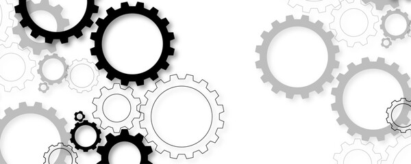 Gear texture industry icon on white background. Techno background with geometric gear wheels technologic mechanical gear shapes vector design background. Gear mechanism vector illustration design.